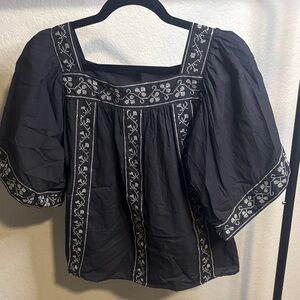 Tuckernuck Embroidered Bouquet Alea Blouse